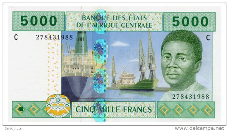 CENTRAL AFRICAN STATES 5000 FRANCS 2002 CHAD Pick 609C Unc - Central African States