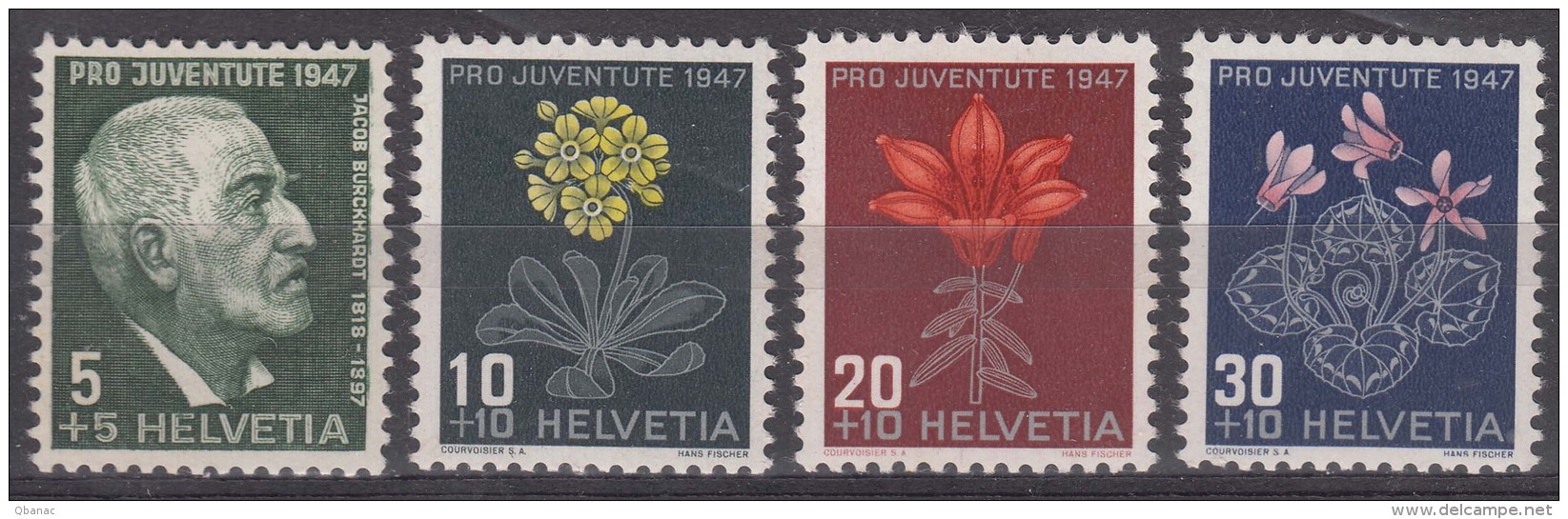 Switzerland Pro Juventute Flowers 1947 Mi#488-491 Mint Never Hinged - Ungebraucht