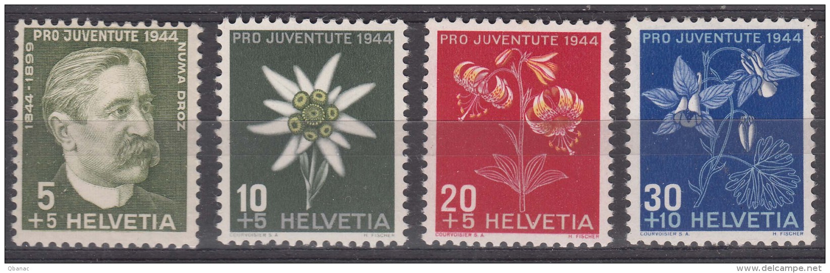 Switzerland Pro Juventute Flowers 1944 Mi#439-442 Mint Never Hinged - Ungebraucht