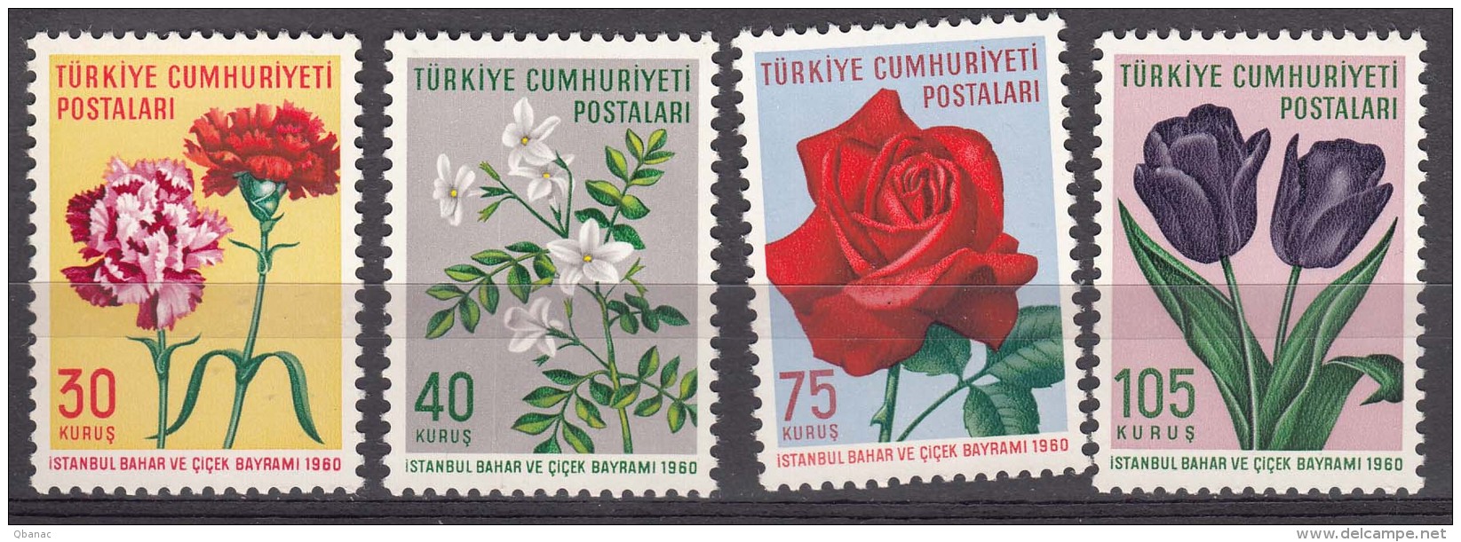 Turkey Flowers 1960 Mi#1735-1738 Mint Never Hinged - Ongebruikt