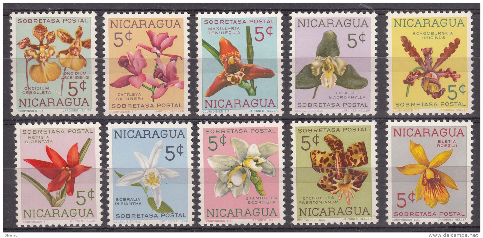 Nicaragua 1962 Postage Due Flowers Mi#61-70 Mint Never Hinged - Nicaragua