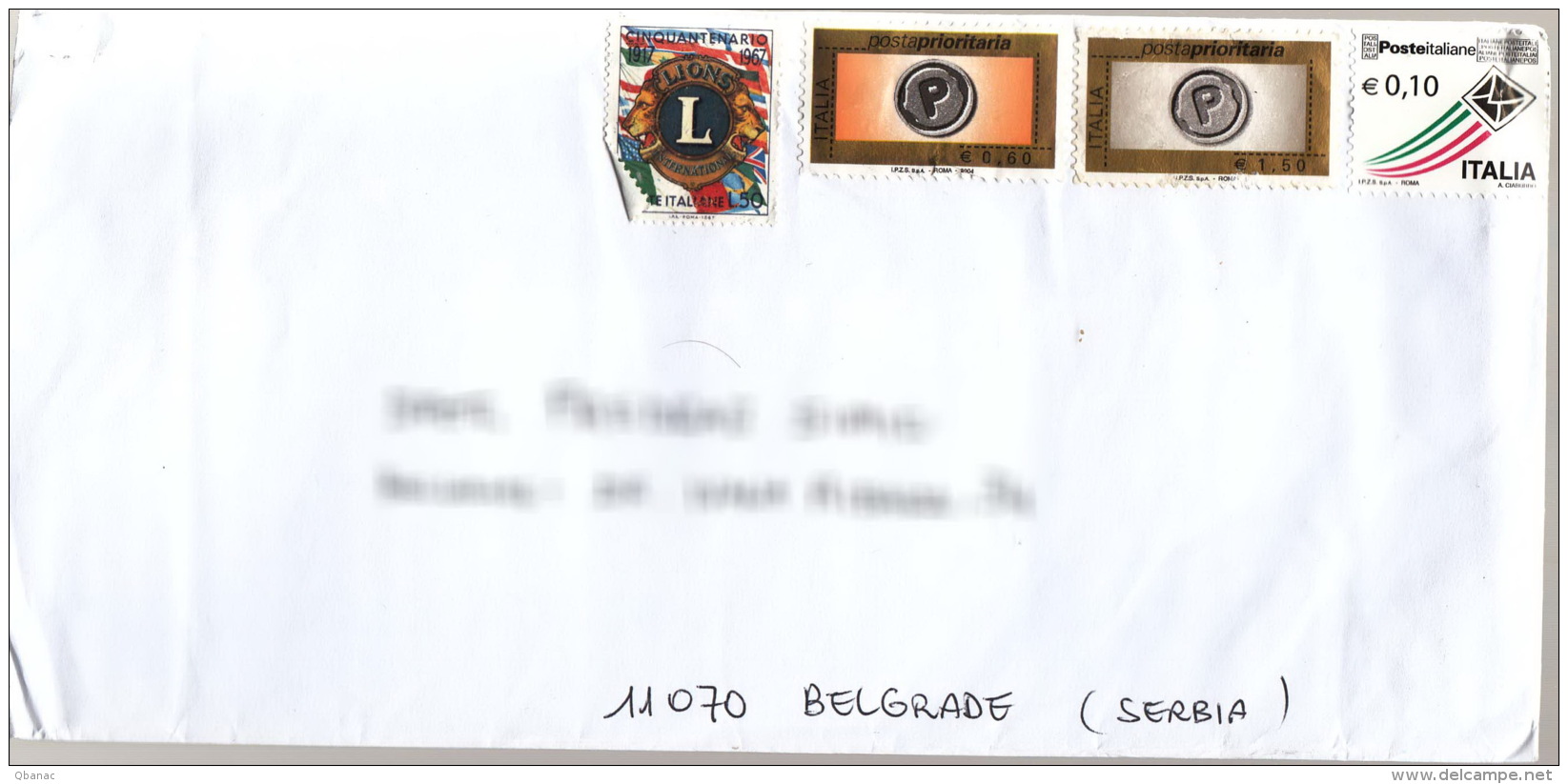 Italy Modern Cover To Serbia - 2011-20: Poststempel