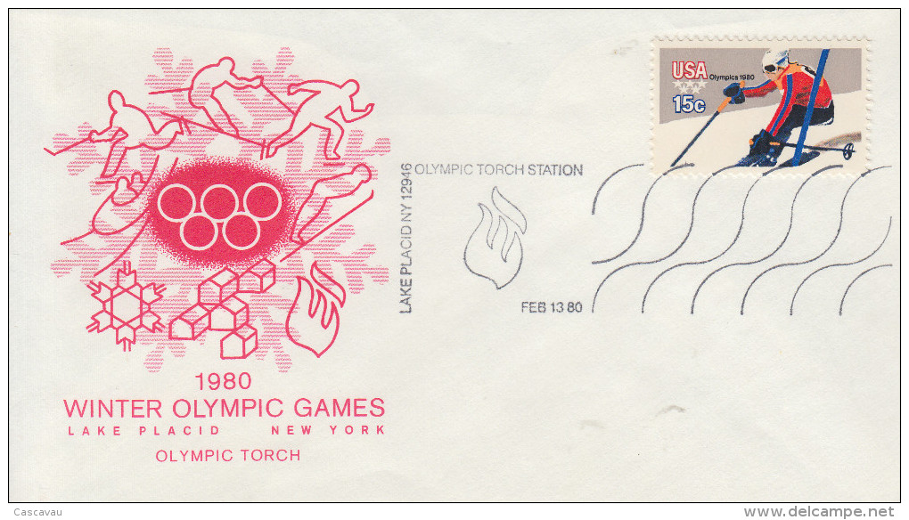 Enveloppe  FDC  1er  Jour   U.S.A    Jeux   Olympiques   LAKE  PLACID    1980 - Invierno 1980: Lake Placid