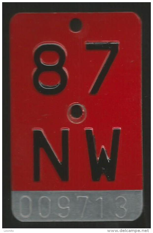 Velonummer Nidwalden NW 87 - Plaques D'immatriculation