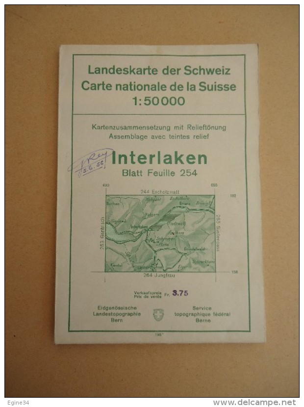 SUISSE / SCHWEIZ - Carte Nationale - 1: 50.000 - INTERLAKEN  - Blatt Feuille 254 - - Topographische Karten