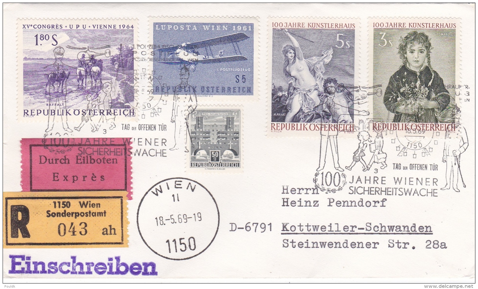 Austria Registered/Express Cover P/m Wien 1969 Wiener Sicherheitswache (SKO2-26) - Lettres & Documents