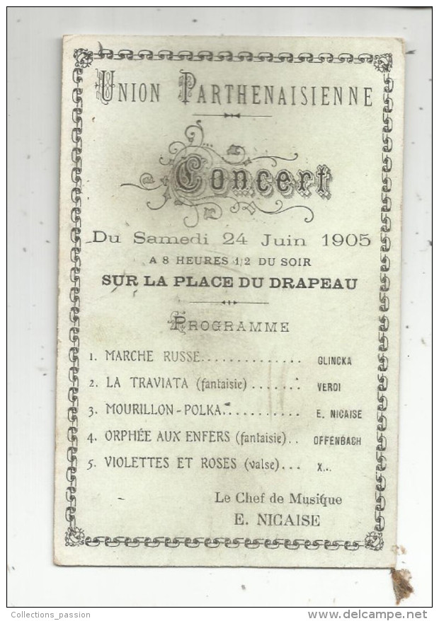 Programme , Union Parthenaisienne , 1905 , Concert - Programmi