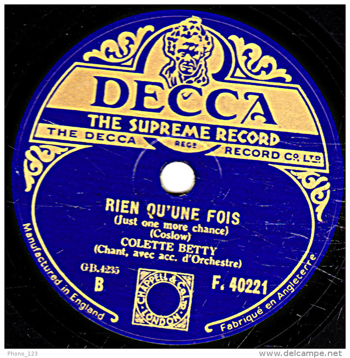 78 Trs - 25 Cm - état B - COLETTE BETTY -  POURQUOI ? - RIEN QU´UNE FOIS - 78 Rpm - Schellackplatten