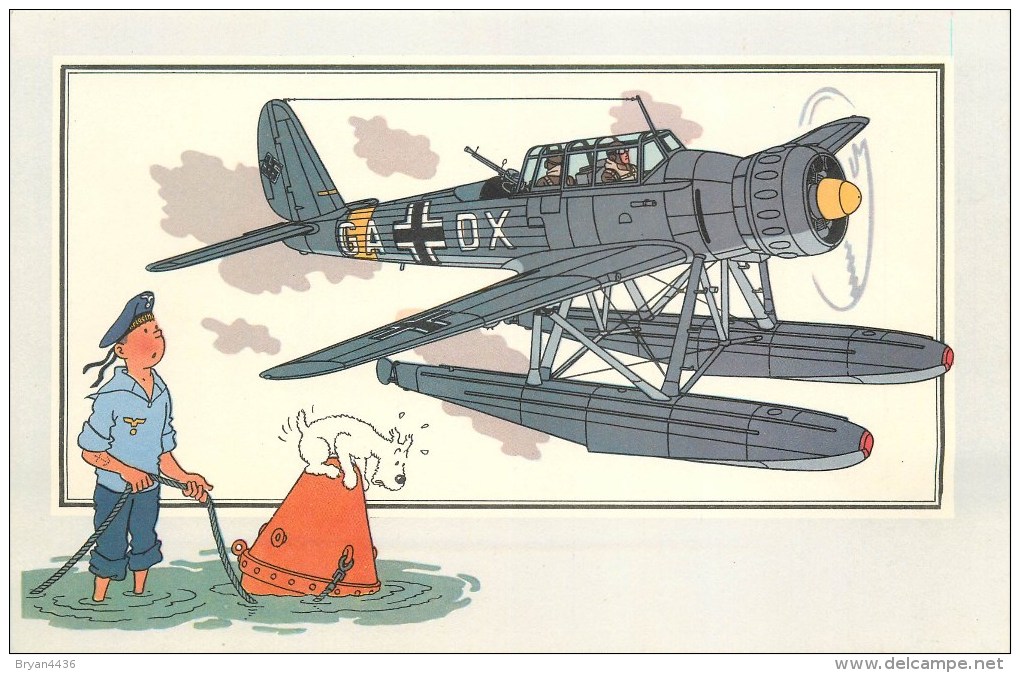 HERGE - ILLUSTRATEUR - CARTE COLLECTION HERGE ANCIENNE  - HYDRAVION ALLEMAND - AVIATION GUERRE 1939-45 -TB -(13 X 20 Cm) - Hergé