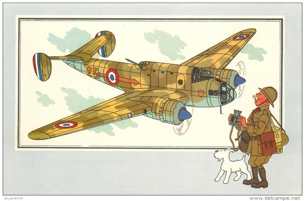 HERGE - ILLUSTRATEUR - CARTE COLLECTION HERGE ANCIEN - AVION ANGLAIS LANCASTER - AVIATION GUERRE 39-45 -TB -(13 X 20 Cm) - Hergé