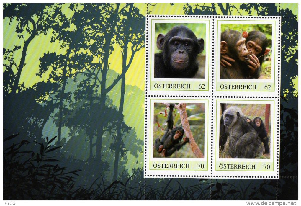 ÖSTERREICH 2014 ** Affen, Schimpansen - PM Personalized Stamps MNH - Chimpanzés