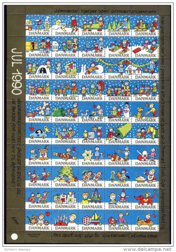 DENMARK 1990 Christmas Seals Complete Unfolded Sheet MNH / ** - Other & Unclassified