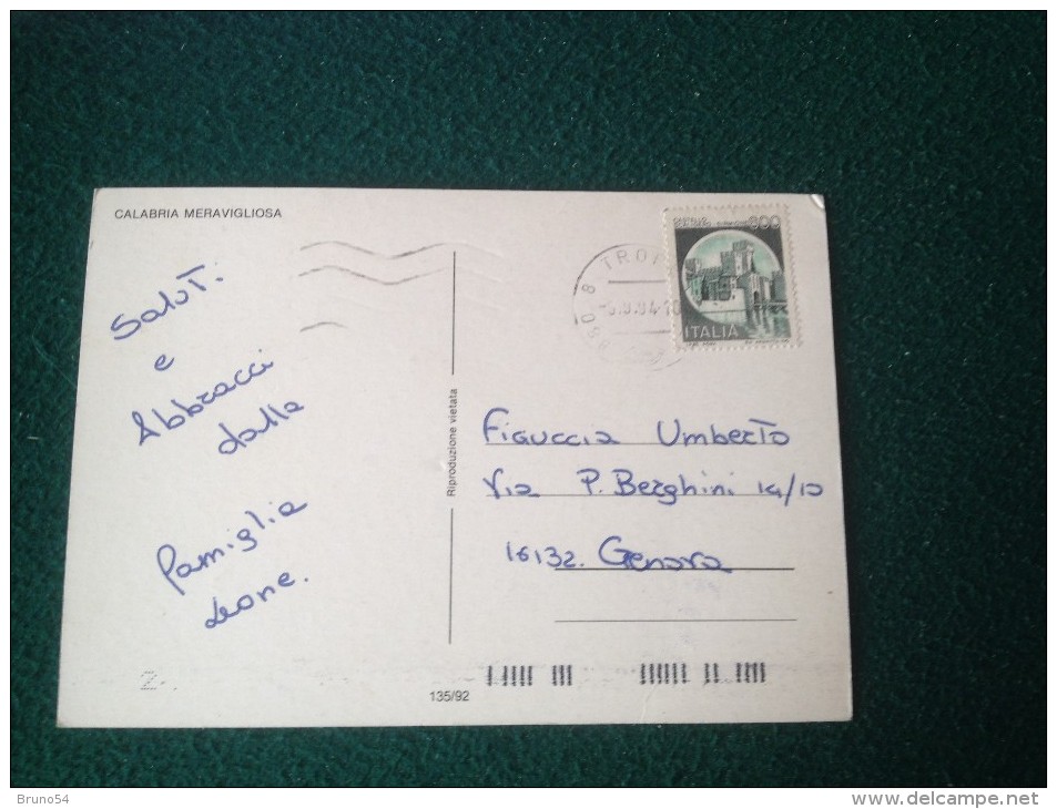 Cartolina Saluti Dalla Calabria Viaggiata 1994 - Other & Unclassified
