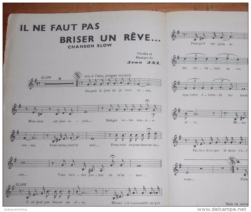 Partition Ancienne.Il Ne Faut Pas Briser Un Rêve. Jean Sablon. 1936. - Partitions Musicales Anciennes