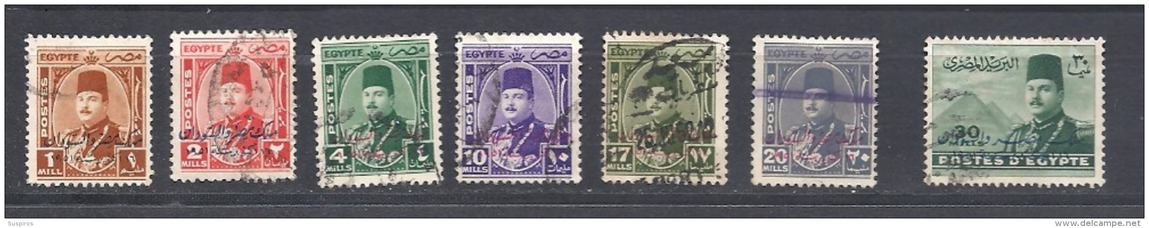 Egitto   1952 King Farouk - Overprinted "King Of Egypt And The Sudan 16th October 1951" Used Yvert Overprint - Usados