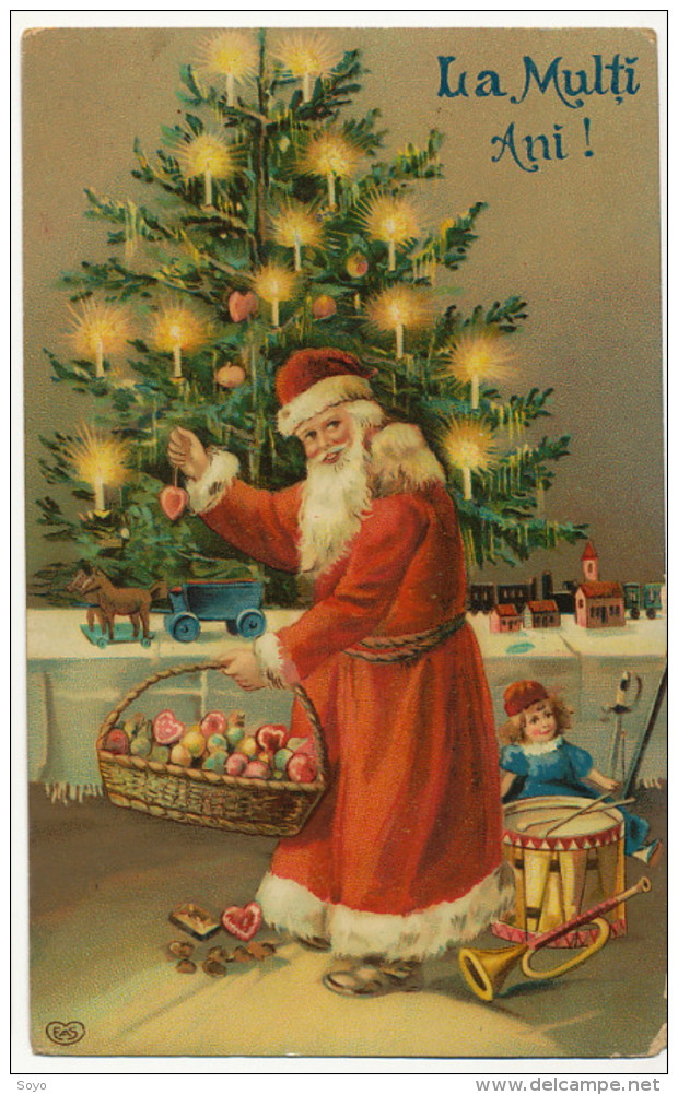 Santa Claus Christmas La Multi Ani Pere Noel Robe Rouge  Romania Jouets Doll Poupée - Santa Claus