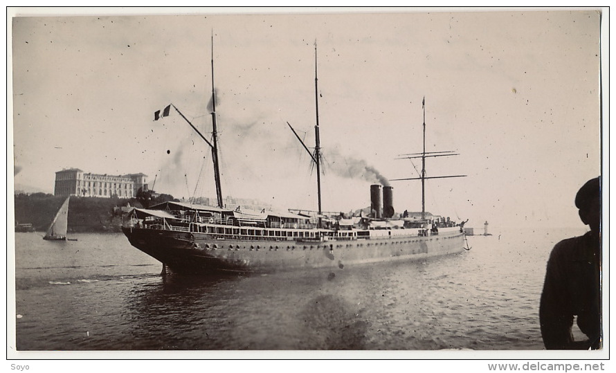 Photo Originale Paquebot Messageries Maritimes MM Sortant De La Joliette Marseille 27 Juin 1901 - Dampfer