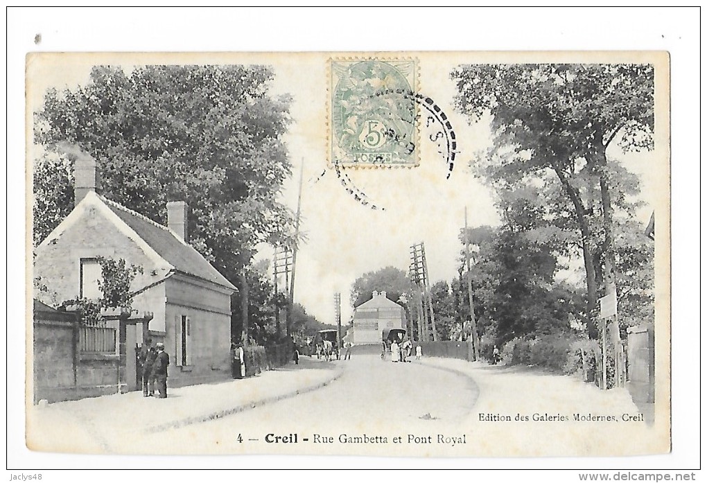 CREIL  (cpa 60)  Rue Gambetta Et Pont Royal -   - L 1 - Creil