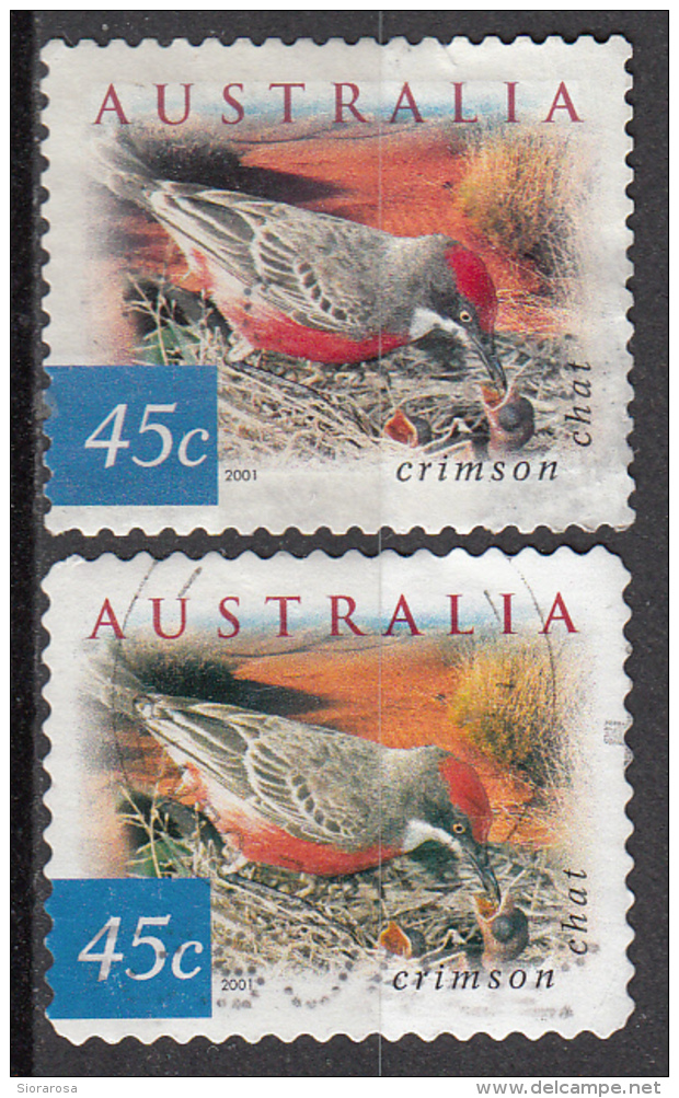 1990 Australia 2001 Uccelli Birds Crimson Chat Used  Self-Adhesive + Serpentine Die Cat - Sparrows