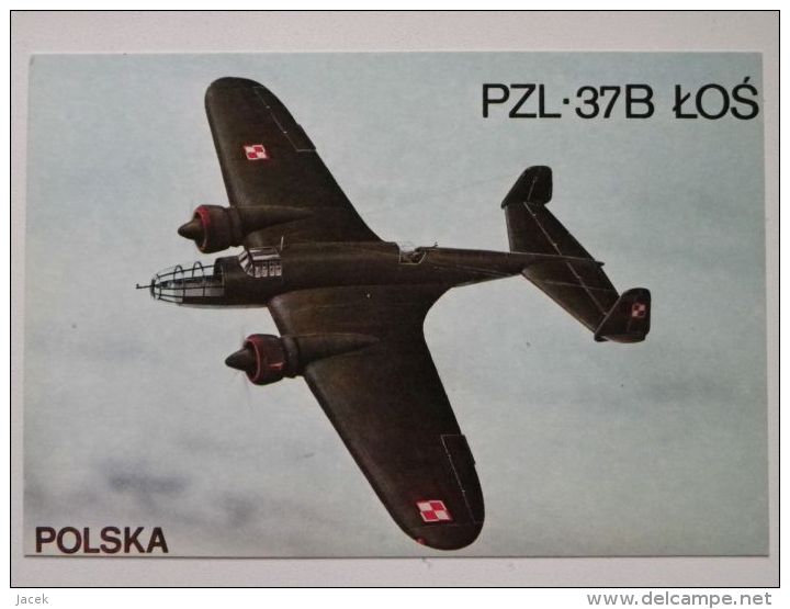 Polish  Bomber Pzl P37 Los / Polish Postcard - 1939-1945: 2ème Guerre
