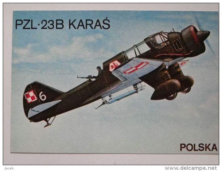 Polish  Bomber Pzl P23  Karas / Polish Postcard - 1939-1945: 2ème Guerre