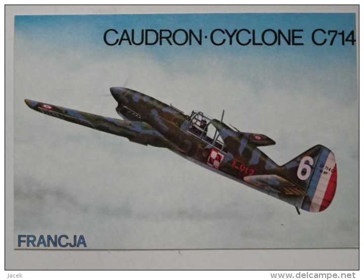 French  Fighter  Caudron Cyclone  / Polish Squadron 1/145 France 1940    / Polish Postcard - 1939-1945: 2ème Guerre