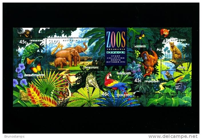 AUSTRALIA - 1994 ZOOS ENDANGERED SPECIES MS  OVPT BRISBANE STAMP SHOW MINT NH - Blocchi & Foglietti