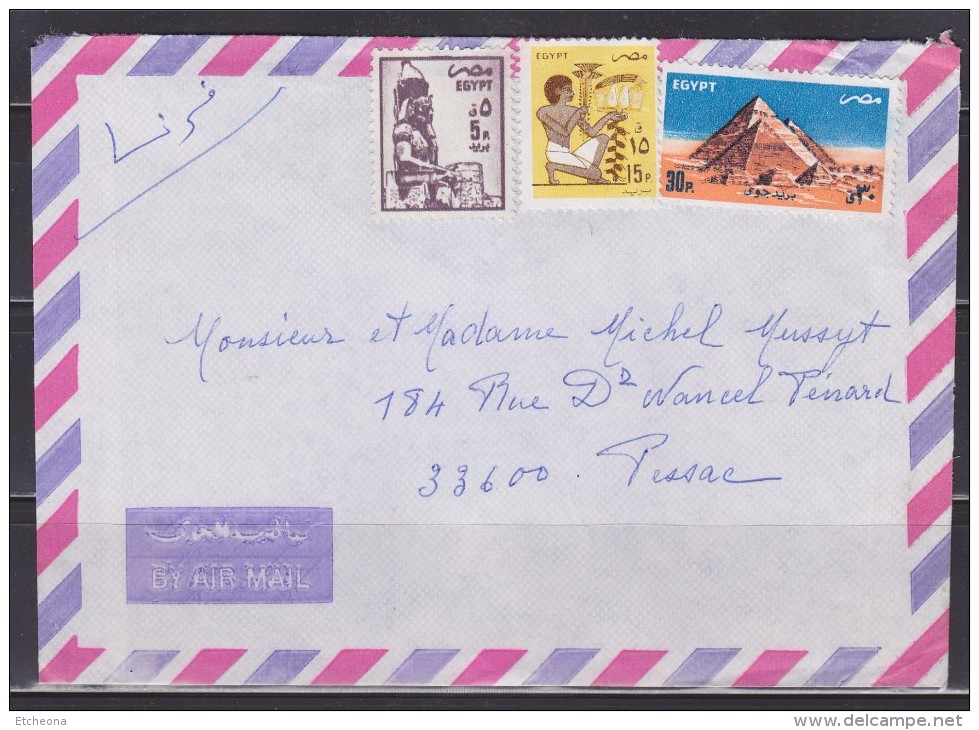 = Enveloppe Egypte Avec Affranchissement 3 Timbres Destination La France - Storia Postale