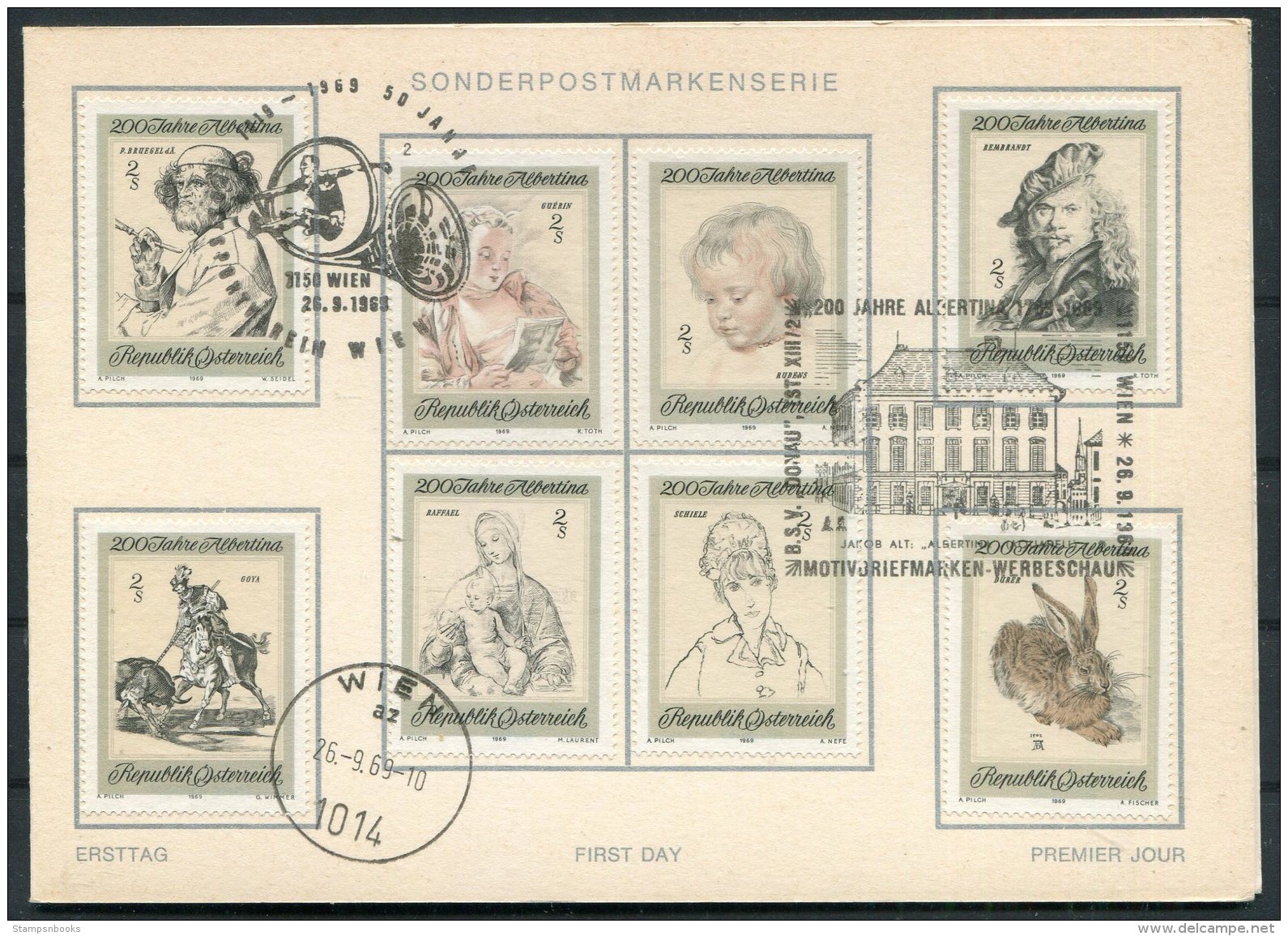 1969 Austria Art Rembrandt Albertina Sonderpostmarkenserie Wien Card - Covers & Documents