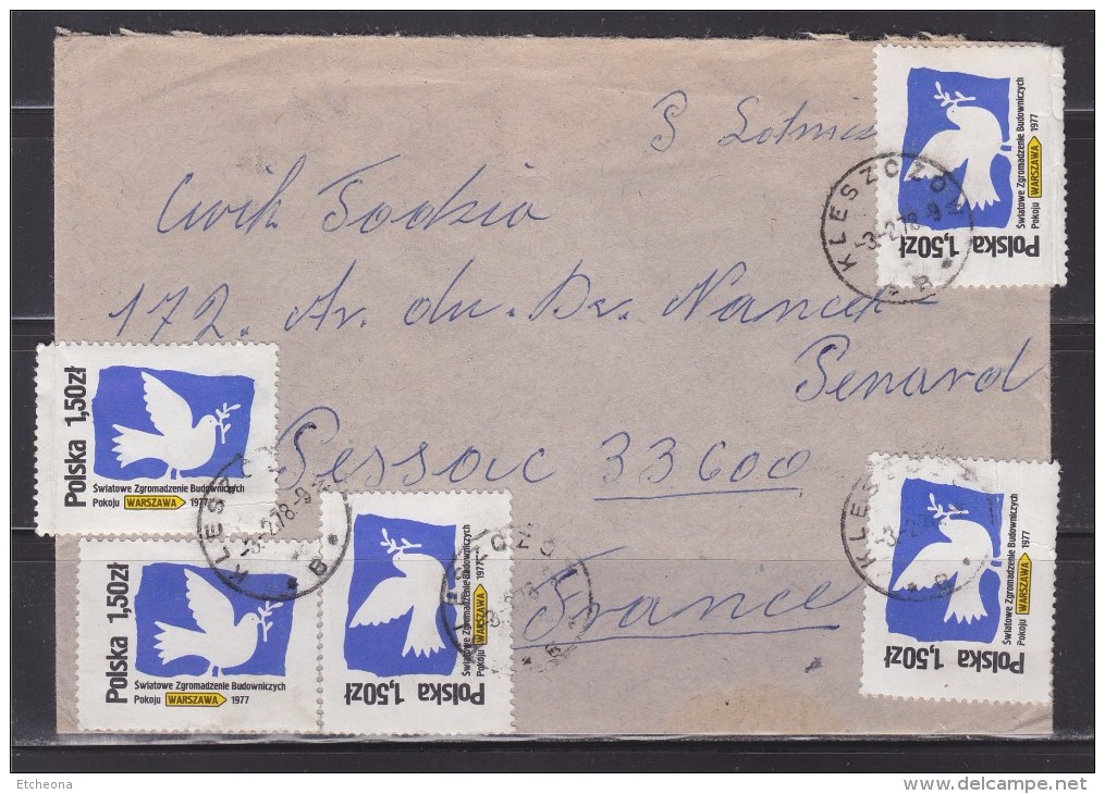 = Enveloppe Pologne Avec Affranchissement 5 Timbres Destination La France - Briefe U. Dokumente