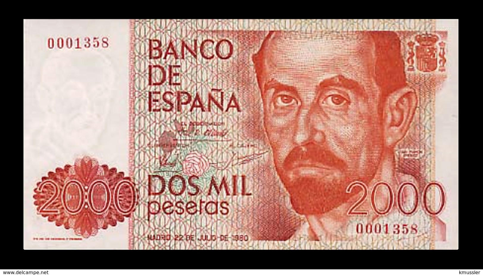 # # # Banknote Spanien (Spain) 2.000 Pesetas 1980 UNC # # # - [ 4] 1975-… : Juan Carlos I