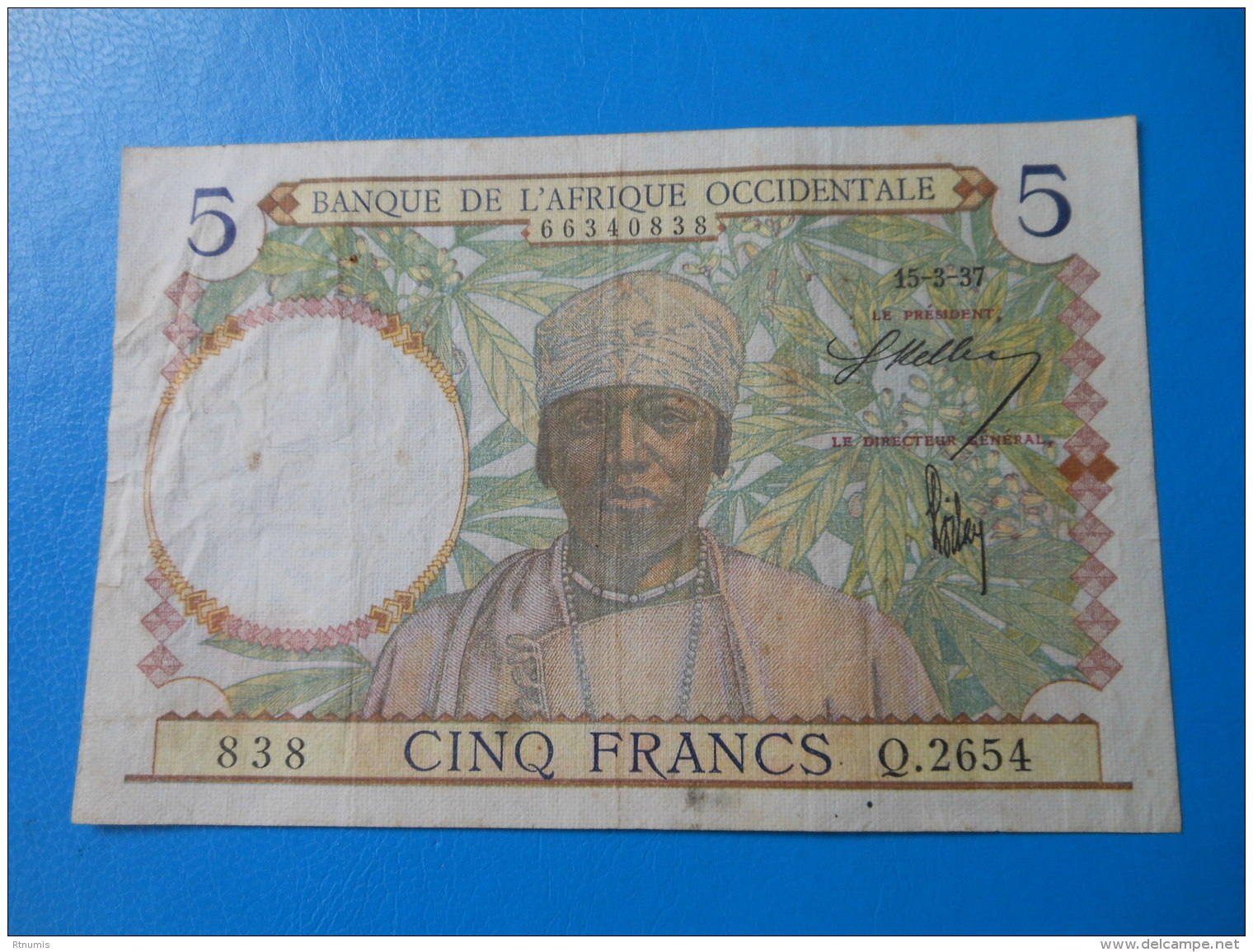 Colonies AOF 5 Francs 15-3-1937 P.21 TB - Autres & Non Classés