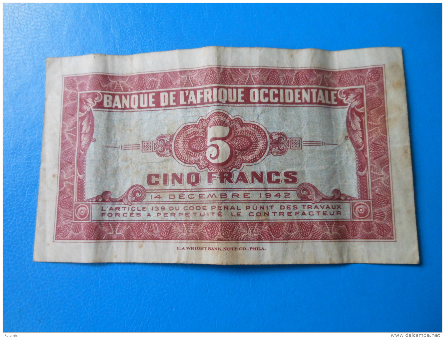 Colonies AOF 5 Francs 15-12-1942 P.28a TB - Autres & Non Classés
