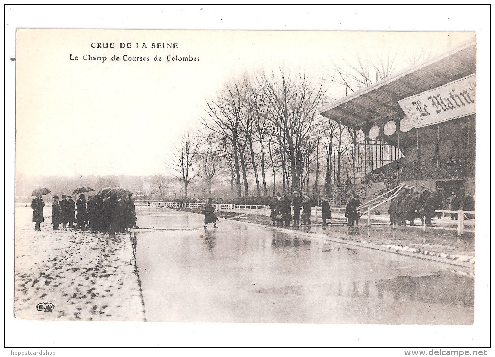 CPA 92 CRUE DE LA SEINE Le Champ De Courses De Colombes FLOODED HORSE RACING COURSE TRACK  UNUSED Achat Immédiat - Colombes