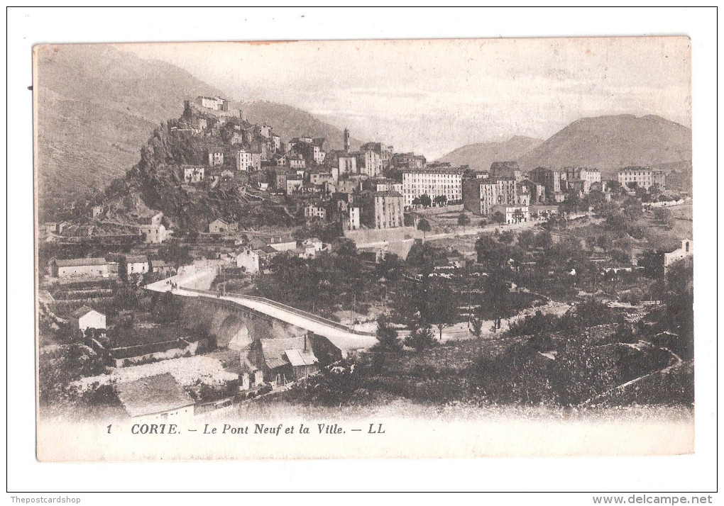 Corse - Corté - Le Pont Neuf Et La Ville Belle Carte Louis Levy LL No.1 Achat Immédiat - Corte