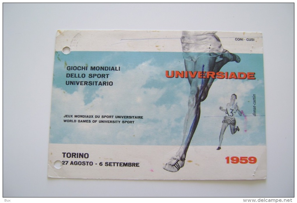 Universiade 1959 Giochi Mondiali Dello Sport Torino World Games Jeux Mondiaux Maximum Bari  Fori Di Archivio - Jeux Olympiques