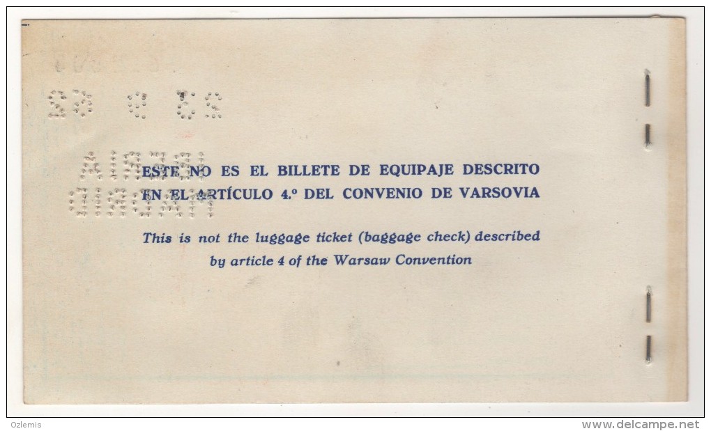 IBERIA LINES AEREAS DE ESPANA S.A. AIRLINES PASSENGER TICKET 1962 - Europe