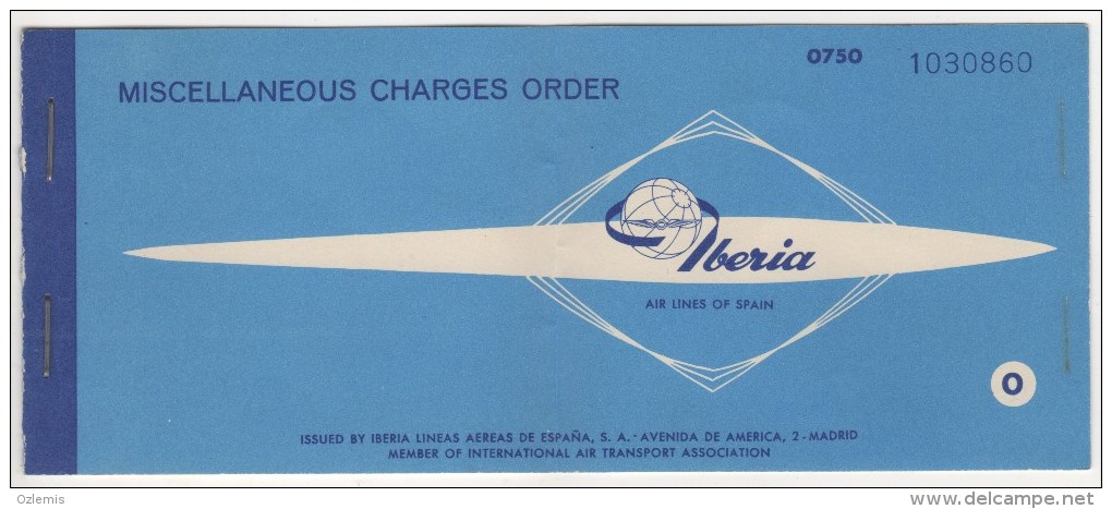 IBERIA LINES AEREAS DE ESPANA S.A. AIRLINES PASSENGER TICKET 1962 - Europe