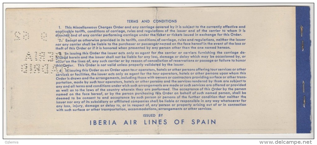 IBERIA LINES AEREAS DE ESPANA S.A. AIRLINES PASSENGER TICKET 1962 - Europa