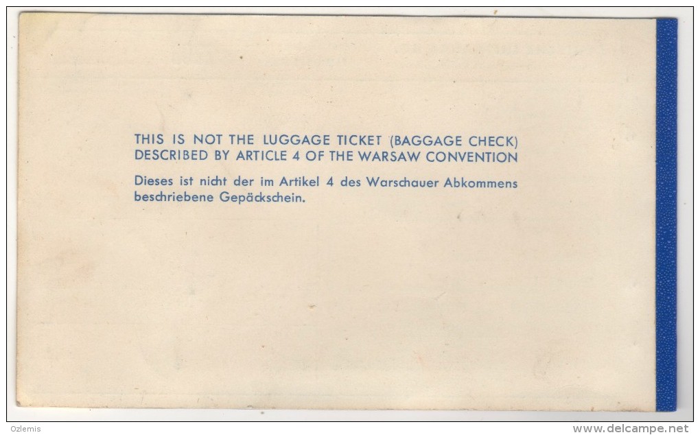 DEUTSCHE LUFTHANSA AIRLINES PASSENGER TICKET 1962 - Europe