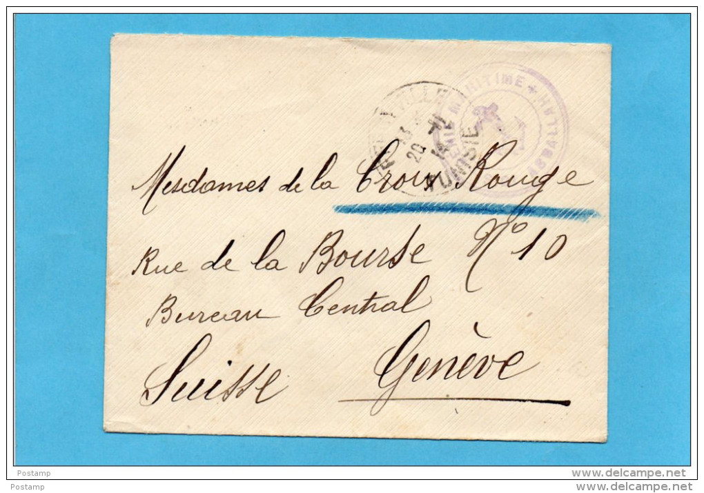 MARCOPHILIE-lettre Pour Genève  Croix Rouge-14-18 Cad Ferryville Nov 1914-cachet "Génie Maritime Sidi Abdallah - Poste Navale
