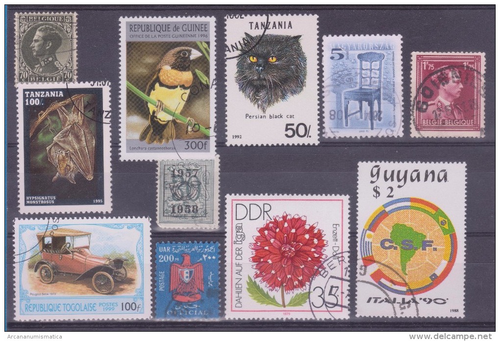 LOT OF USED STAMPS    ANIMALES  ANIMALS CARS  COCHES PAISES  COUNTRIES VARIOS  VARIOUS   S-1492 - Vrac (max 999 Timbres)