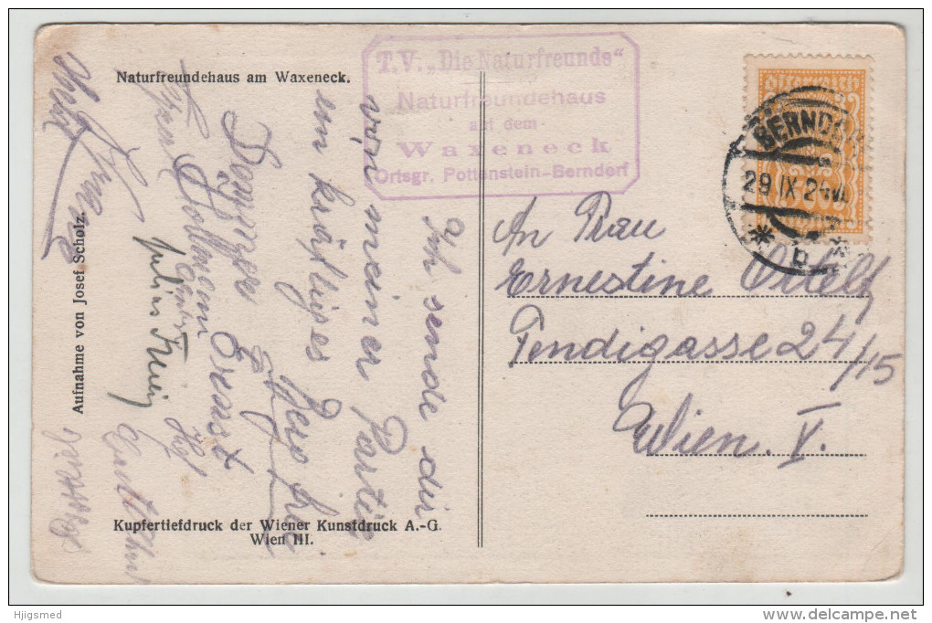 Austria Österreich Pernitz Waxeneck Naturfreundehaus Haus Stamp Stempel Post Card Postkarte POSTCARD - Pernitz