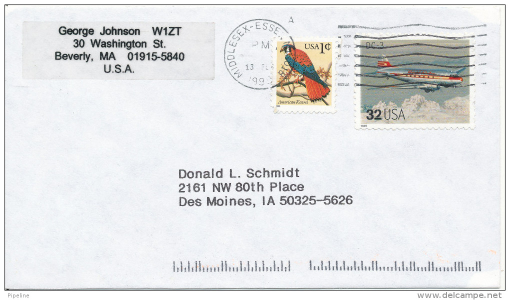 USA Cover Sent To Iowa Middlesex-Essex NJ.13-2-1999 With Aeroplane Stamp DC-3 - Covers & Documents