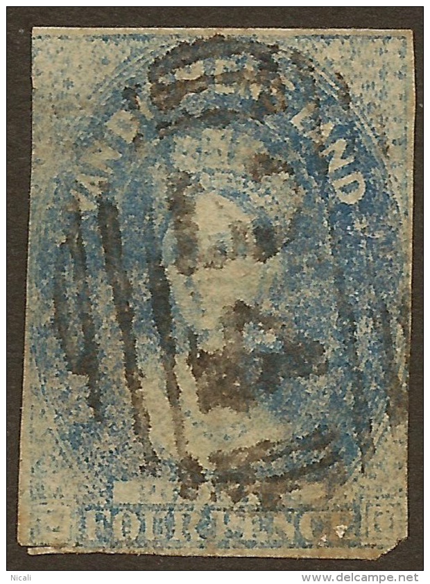 TASMANIA 1857 4d Blue QV SG 37 U #VI525 - Used Stamps