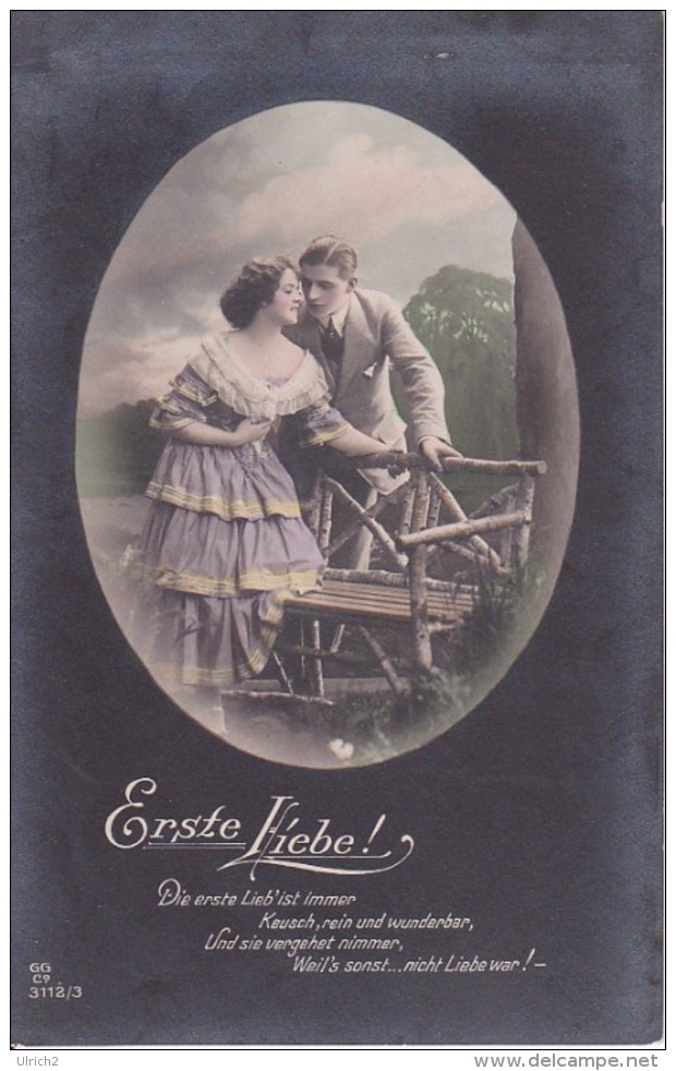 AK Erste Liebe! - Liebespaar - Gedicht - Ca. 1910/20 (24498) - Paare