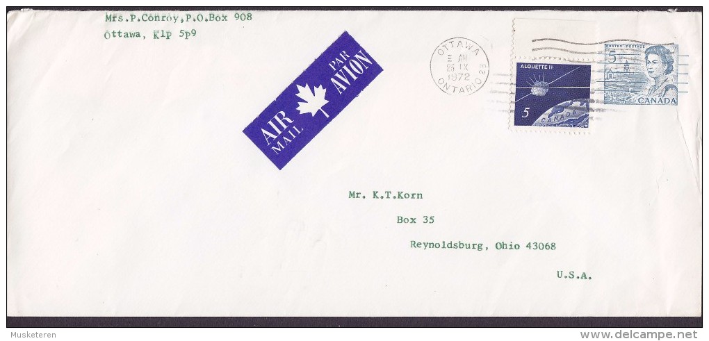 Canada Uprated Postal Stationery Ganzsache Entier 4x AIR MAIL Labels OTTAWA Ontario 1972 Cover Lettre REYNOLDSBURG Ohio - 1953-.... Règne D'Elizabeth II