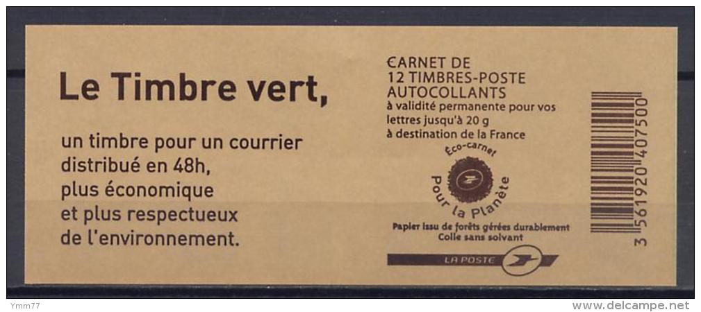 Carnet Usage Courant  Type Marianne TVP Verte Non Dentelé Adhésif Eco-carnet - Autres & Non Classés