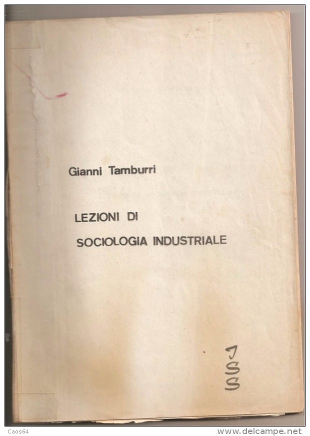 Lezioni Di Sociologia Industriale Gianni Tamburri - Altri & Non Classificati