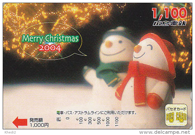 Carte Prépayée JAPON - NOEL - Bonhomme De Neige - CHRISTMAS Snowman JAPAN Prepaid Bus Card / V1 - WEIHNACHTEN - Hiro 368 - Noel